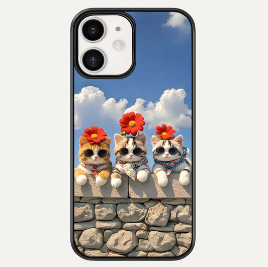 Floral Kitty Squad Glass Case For iPhone 12 Mini by Custom World