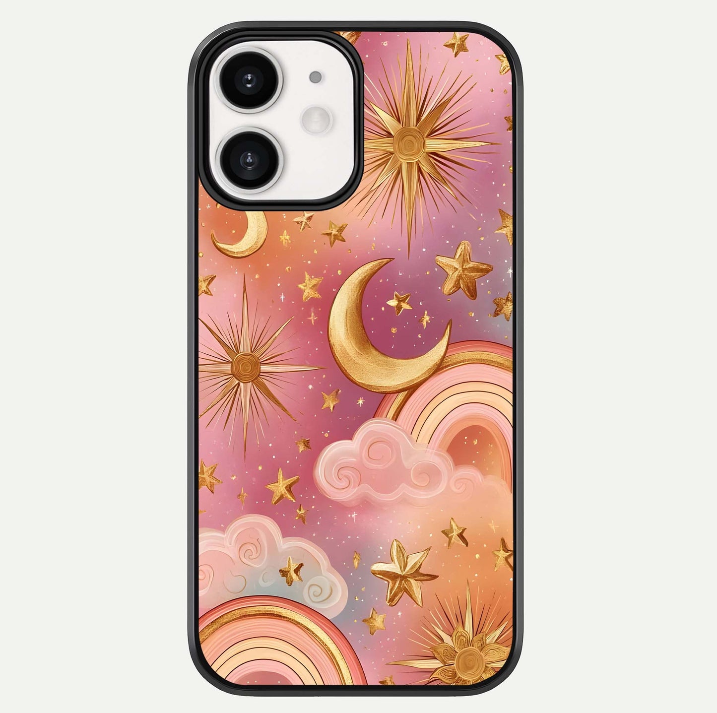 Golden Celestial Dreams Glass Case For iPhone 12 Mini by Custom World