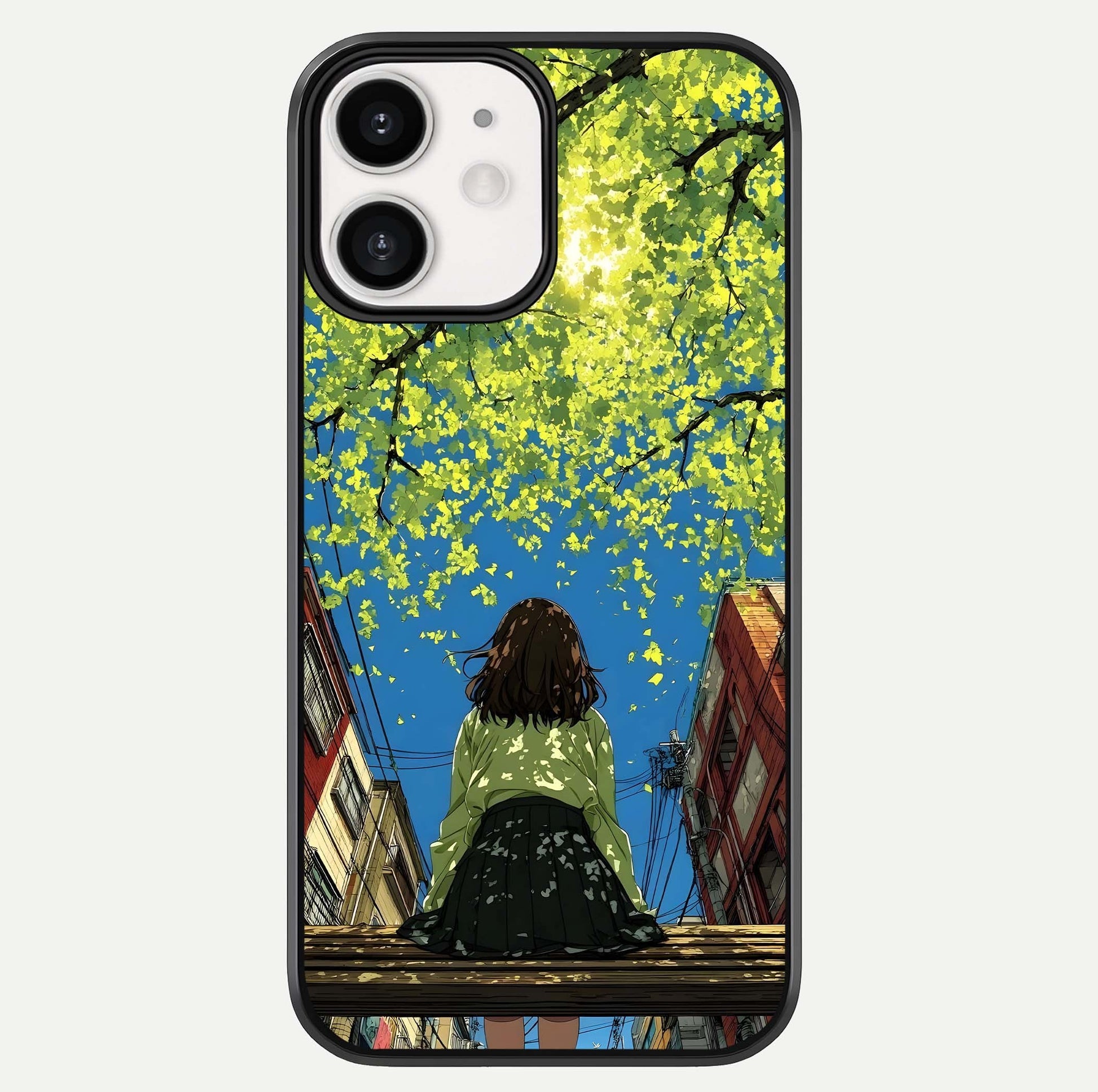 Golden Leaves Glow Glass Case For iPhone 12 Mini by Custom World