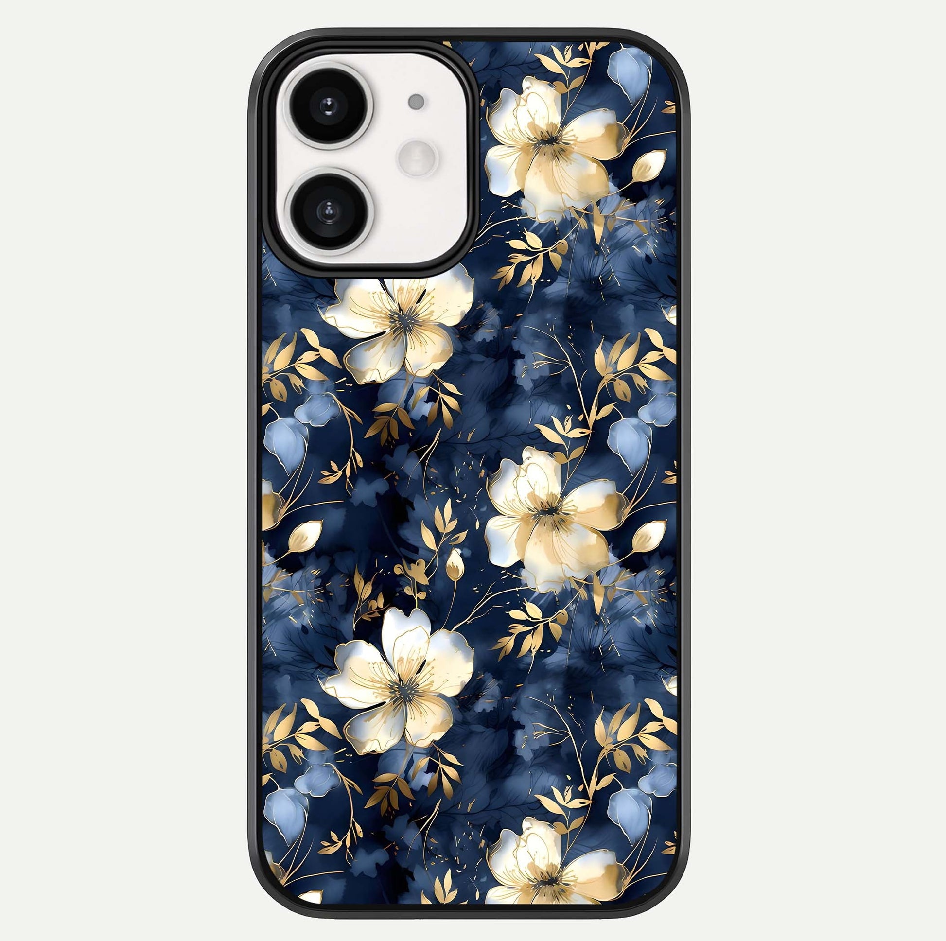 Golden Midnight Bloom Glass Case For iPhone 12 Mini by Custom World