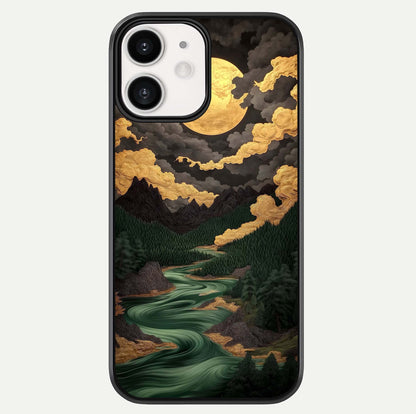 Golden River Moon Glass Case For iPhone 12 Mini by Custom World