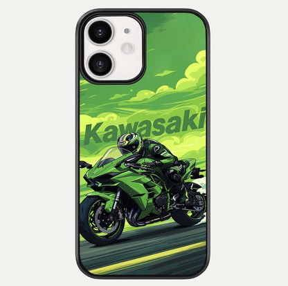 Green Kawasaki Glass Case For iPhone 12 Mini by Custom World