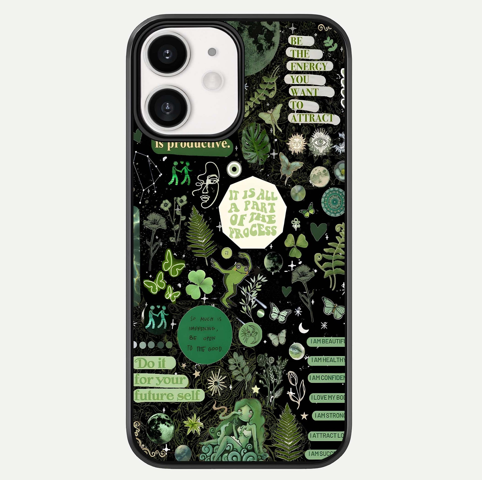 Green Moon Energy Glass Case For iPhone 12 Mini by Custom World