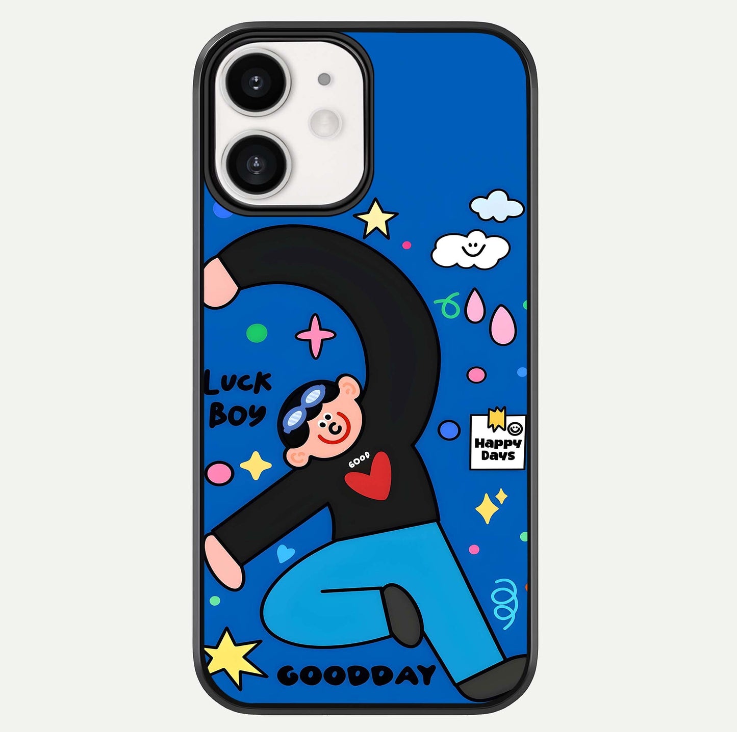 Happy Luck Vibe Glass Case For iPhone 12 Mini by Custom World