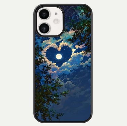 Heart With Moon Sky Glass Case For iPhone 12 Mini by Custom World
