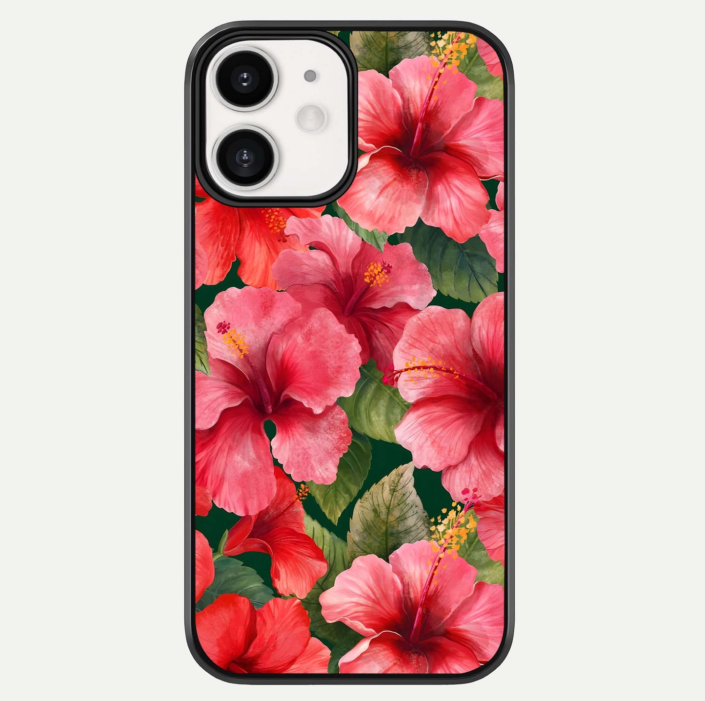 Hibiscus Pattern Glass Case For iPhone 12 Mini by Custom World