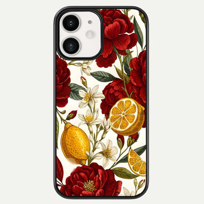 Lemon Rose Charm Glass Case For iPhone 12 Mini by Custom World