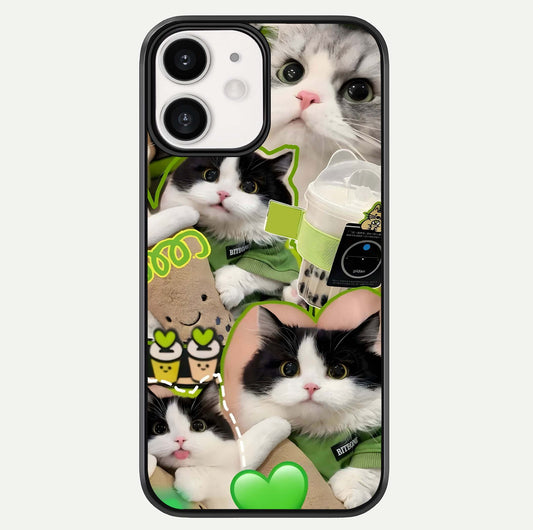 Matcha Cats Mood Glass Case For iPhone 12 Mini by Custom World