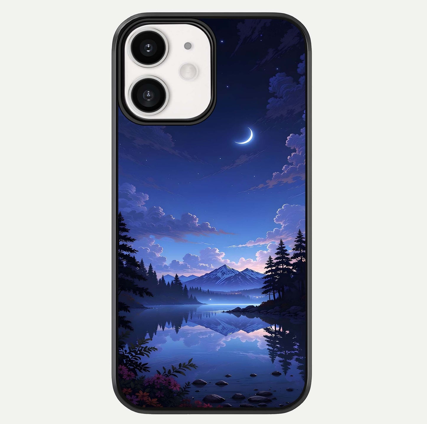 Midnight Lake Peace Glass Case For iPhone 12 Mini by Custom World