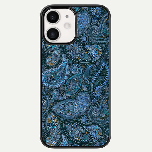 Midnight Paisley Glow Glass Case For iPhone 12 Mini by Custom World