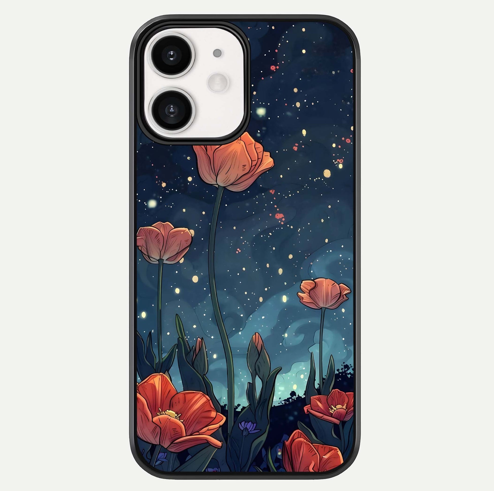 Midnight Tulip Glow Glass Case For iPhone 12 Mini by Custom World