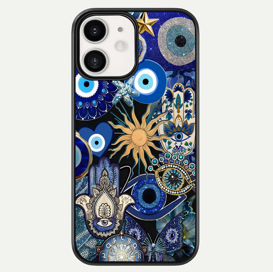 Mystic Blue Evil Eye Glass Case For iPhone 12 Mini by Custom World