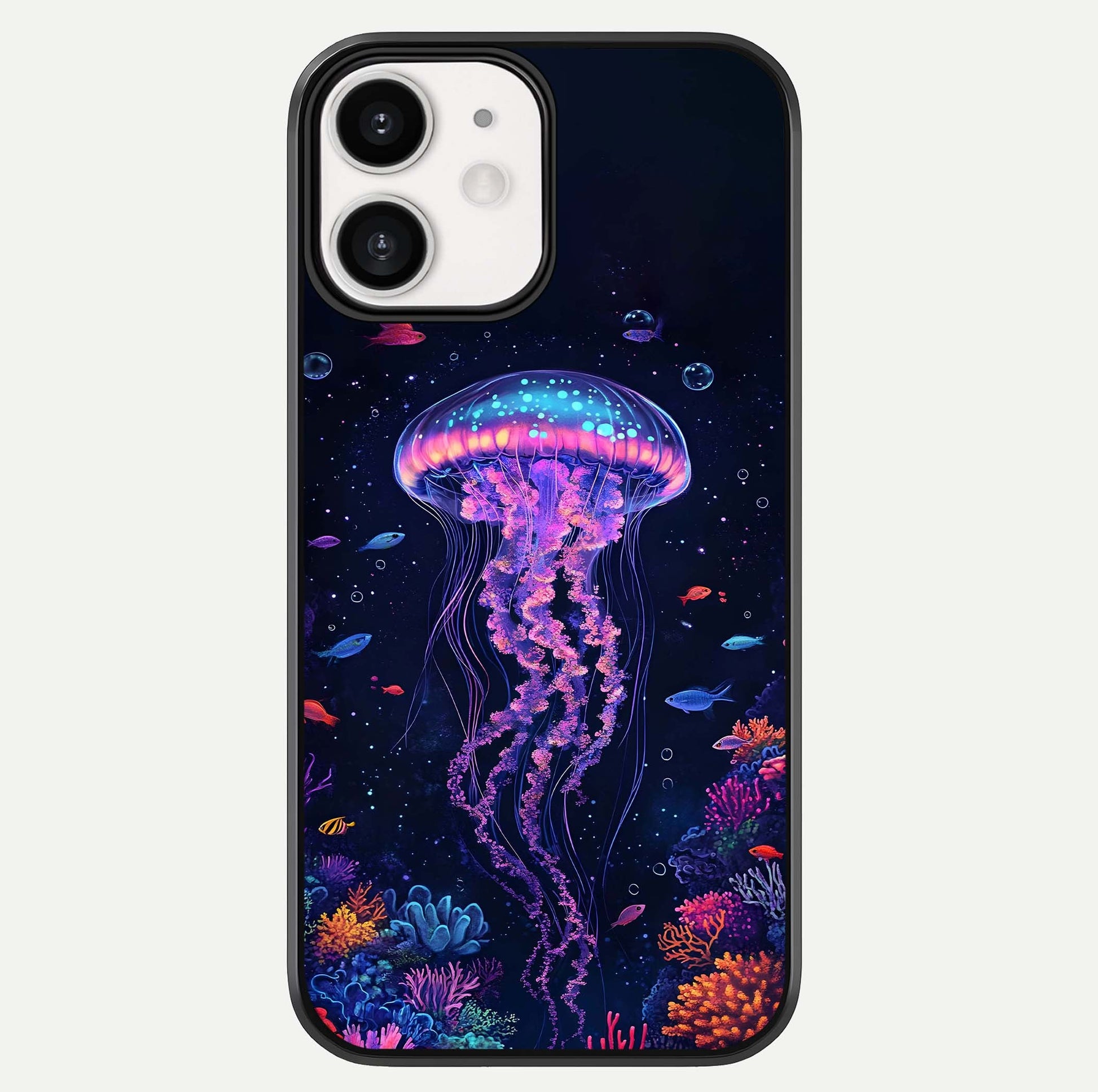 Neon Jellyfish Glass Case For iPhone 12 Mini by Custom World