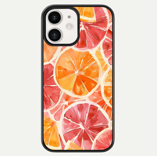 Orange Fruits Pattern Glass Case For iPhone 12 Mini by Custom World