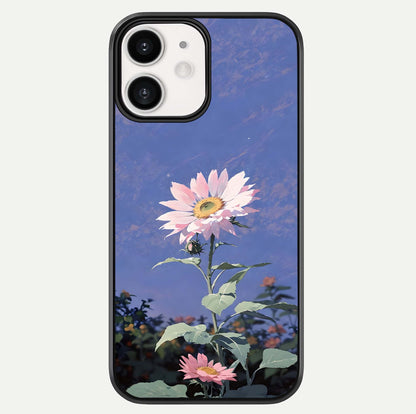 Pink Sunflower Glow Glass Case For iPhone 12 Mini by Custom World