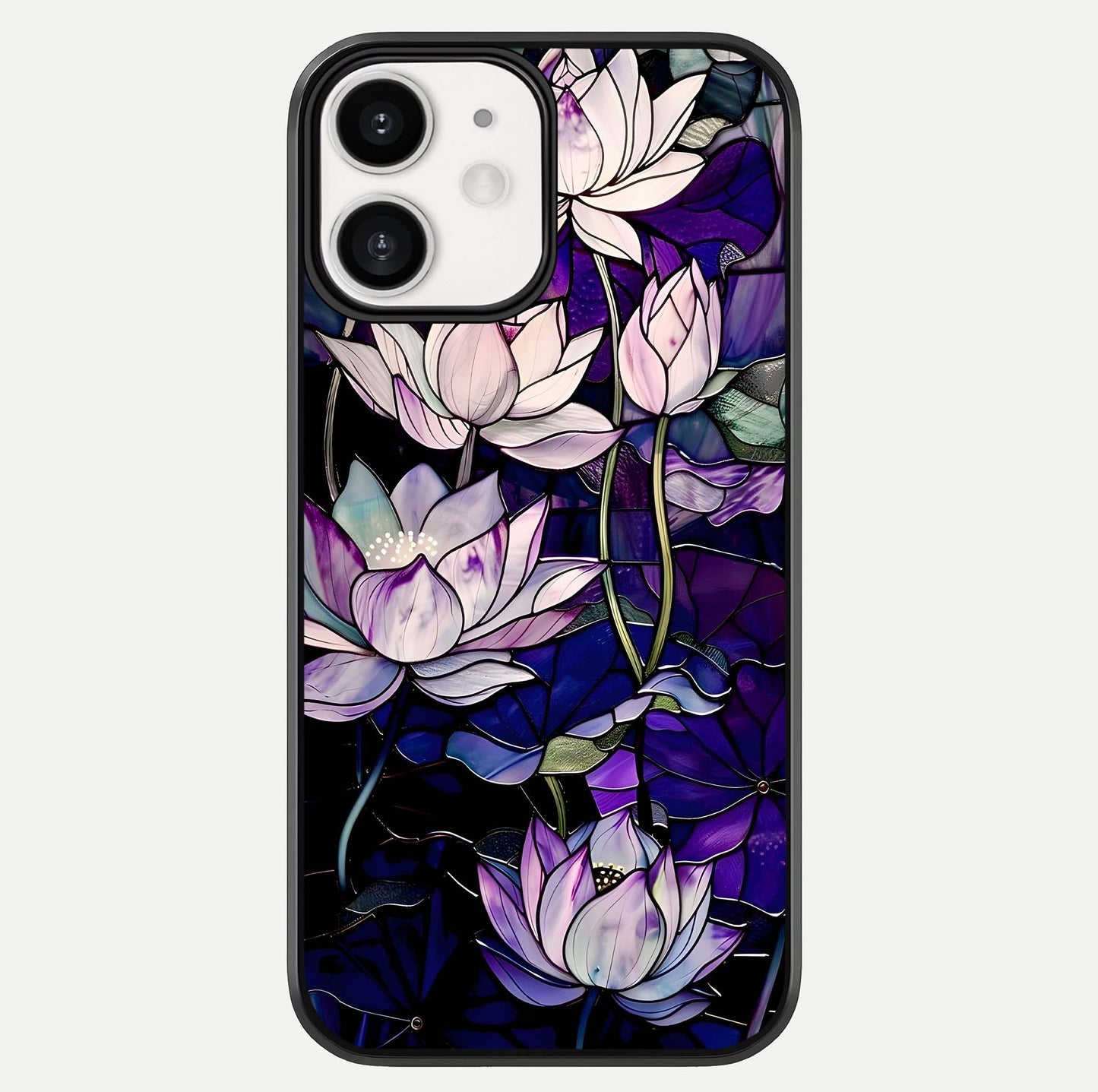 Purple Lotus Pattern Glass Case For iPhone 12 Mini by Custom World