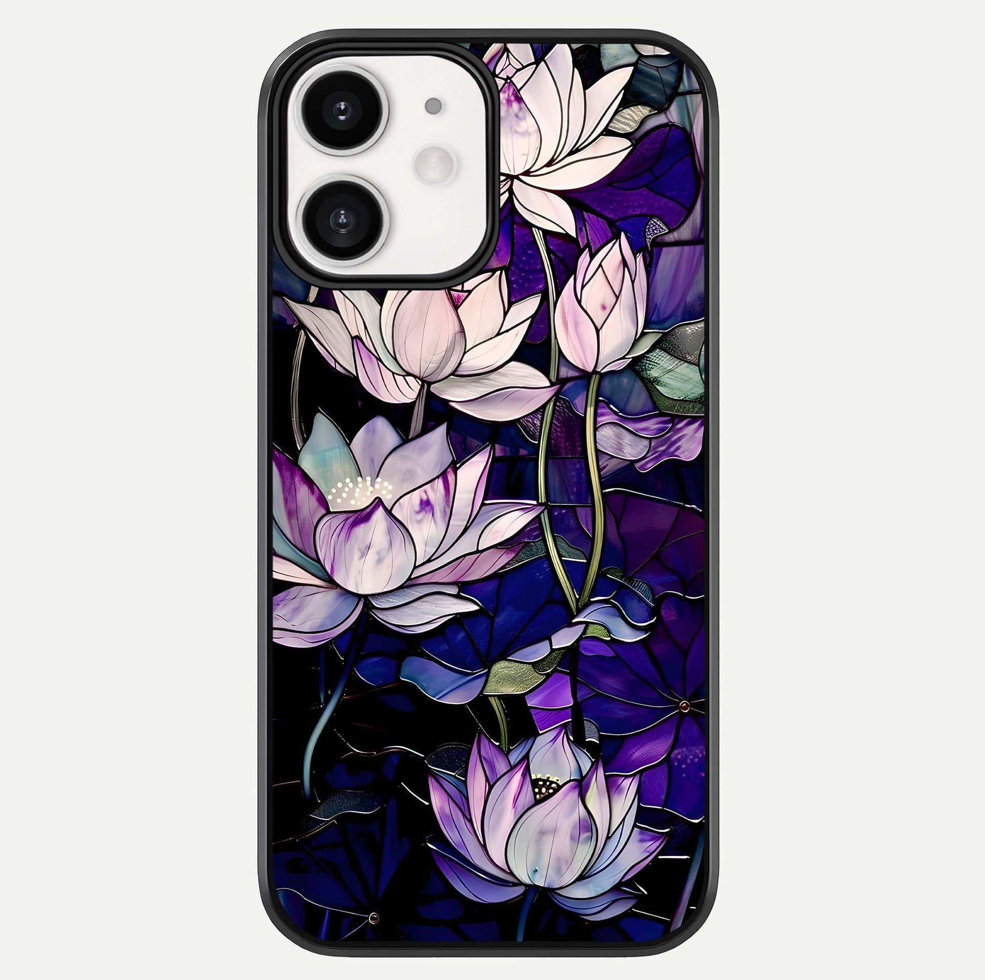 Purple Lotus Pattern Glass Case For iPhone 12 Mini by Custom World