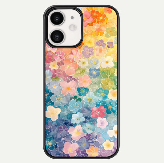 Rainbow Blossom Burst Glass Case For iPhone 12 Mini by Custom World
