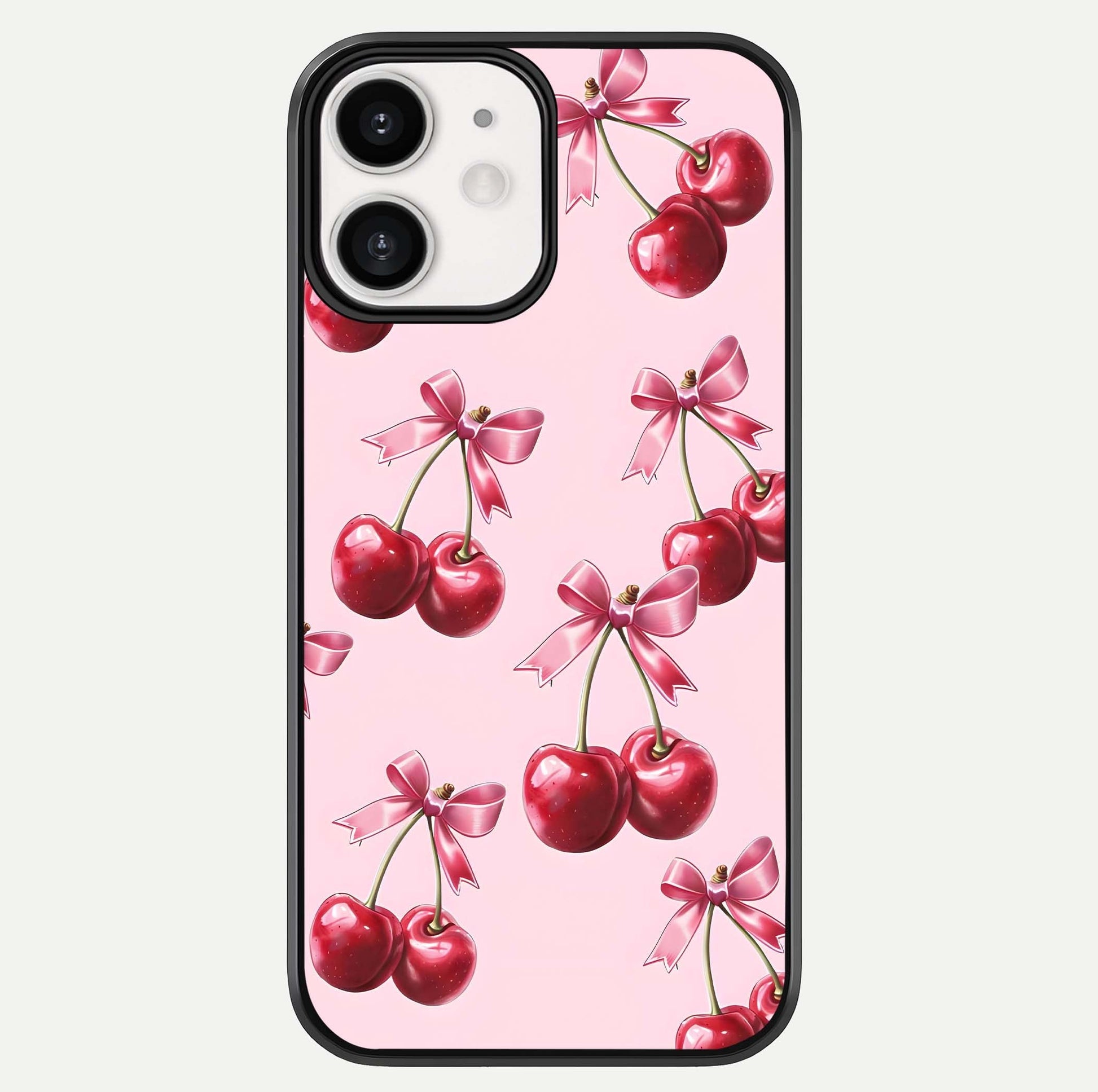Red Cherries Pattern Glass Case For iPhone 12 Mini by Custom World