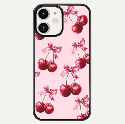Red Cherries Pattern Glass Case For iPhone 12 Mini by Custom World