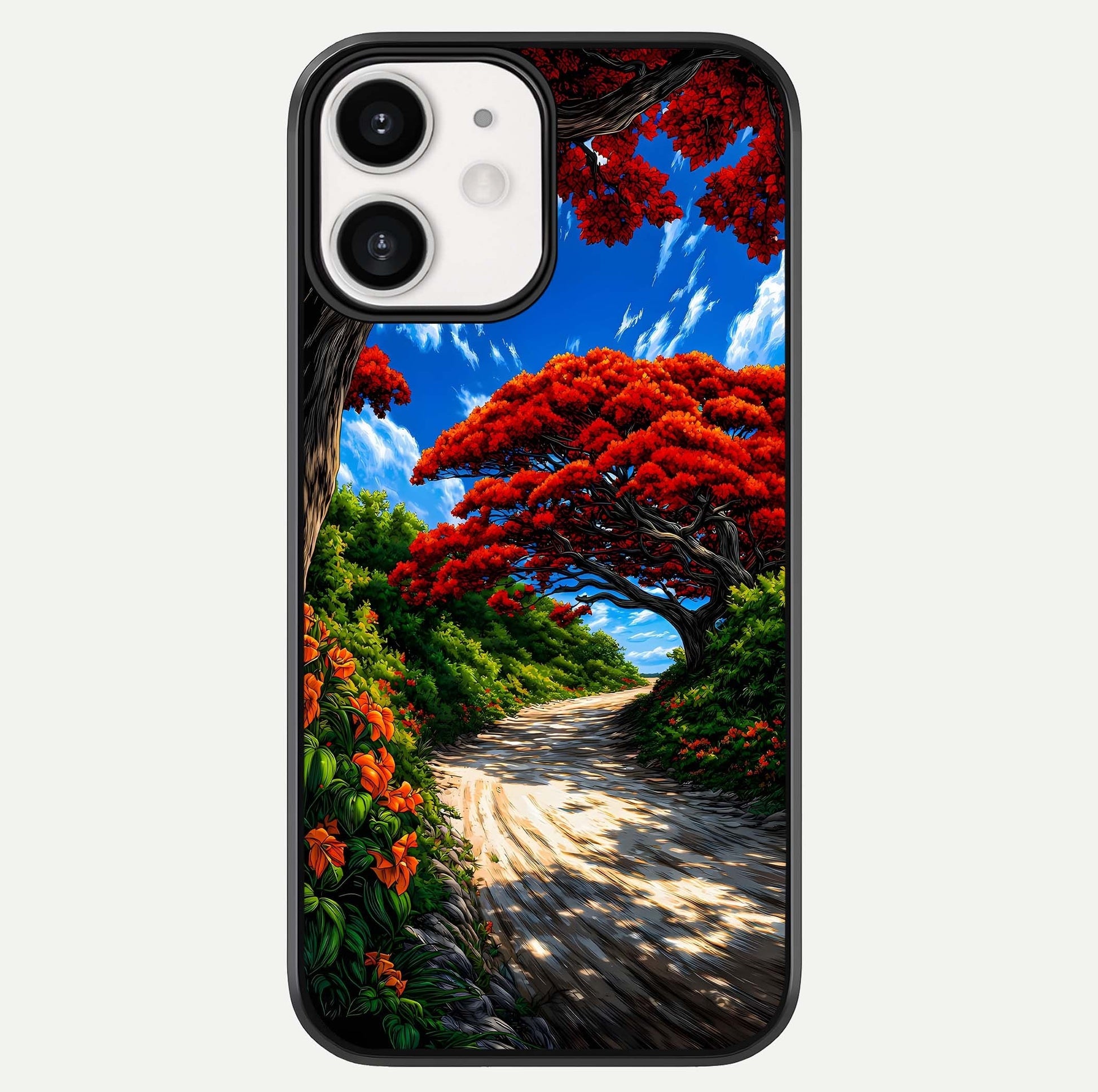 Red Trees Pathway Glass Case For iPhone 12 Mini by Custom World