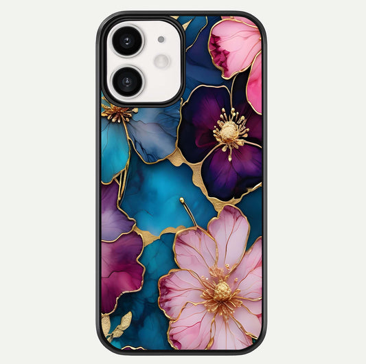 Sparkle Floral Glass Case For iPhone 12 Mini by Custom World