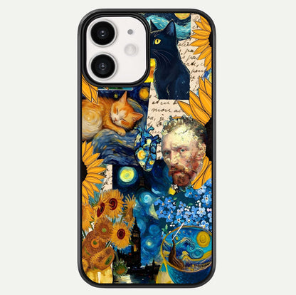 Sunflower Cat Art Glass Case For iPhone 12 Mini by Custom World