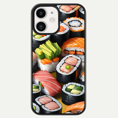 Sushi Food Pattern Glass Case For iPhone 12 Mini by Custom World