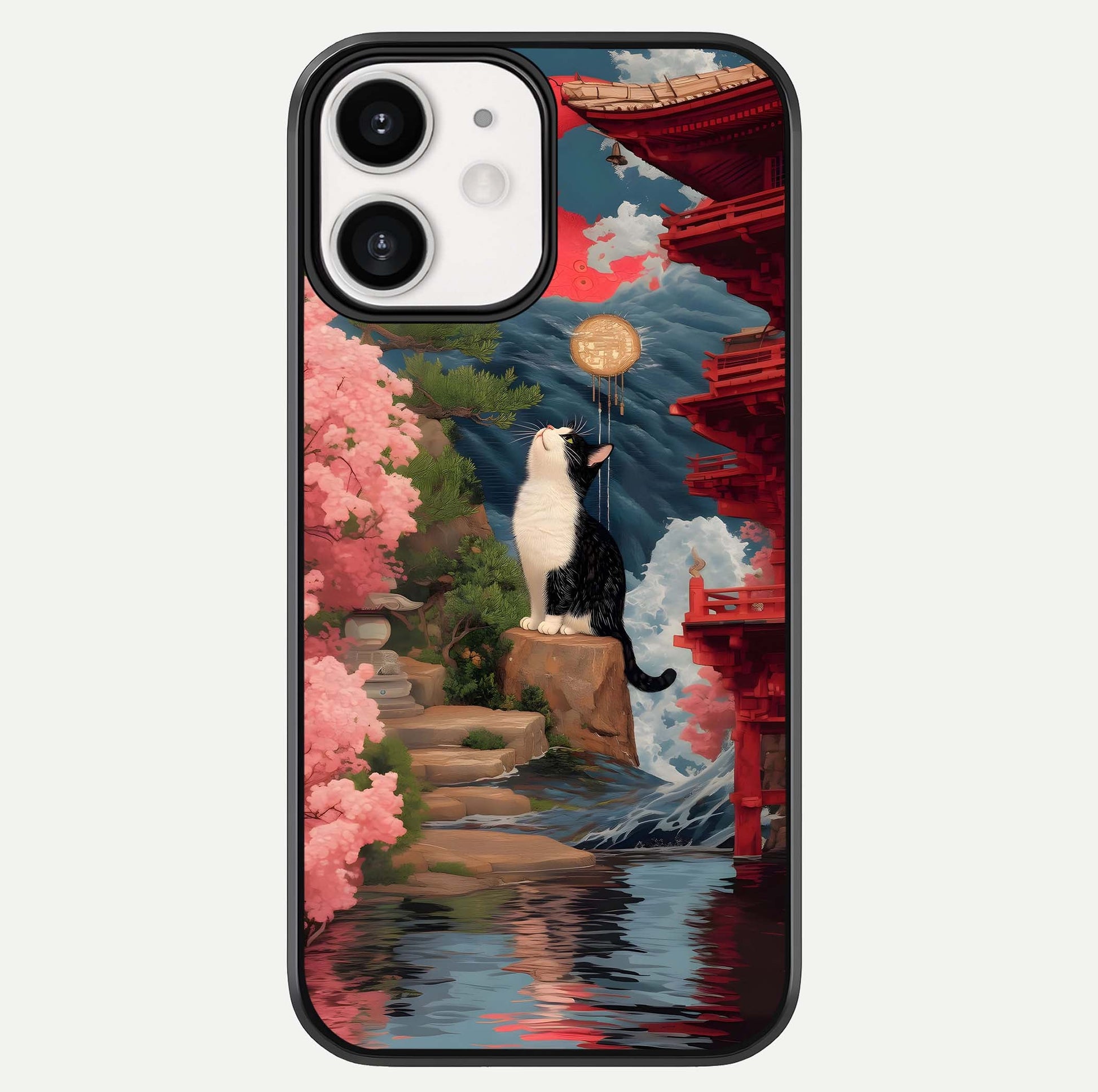 Temple Cat Scenery Glass Case For iPhone 12 Mini by Custom World