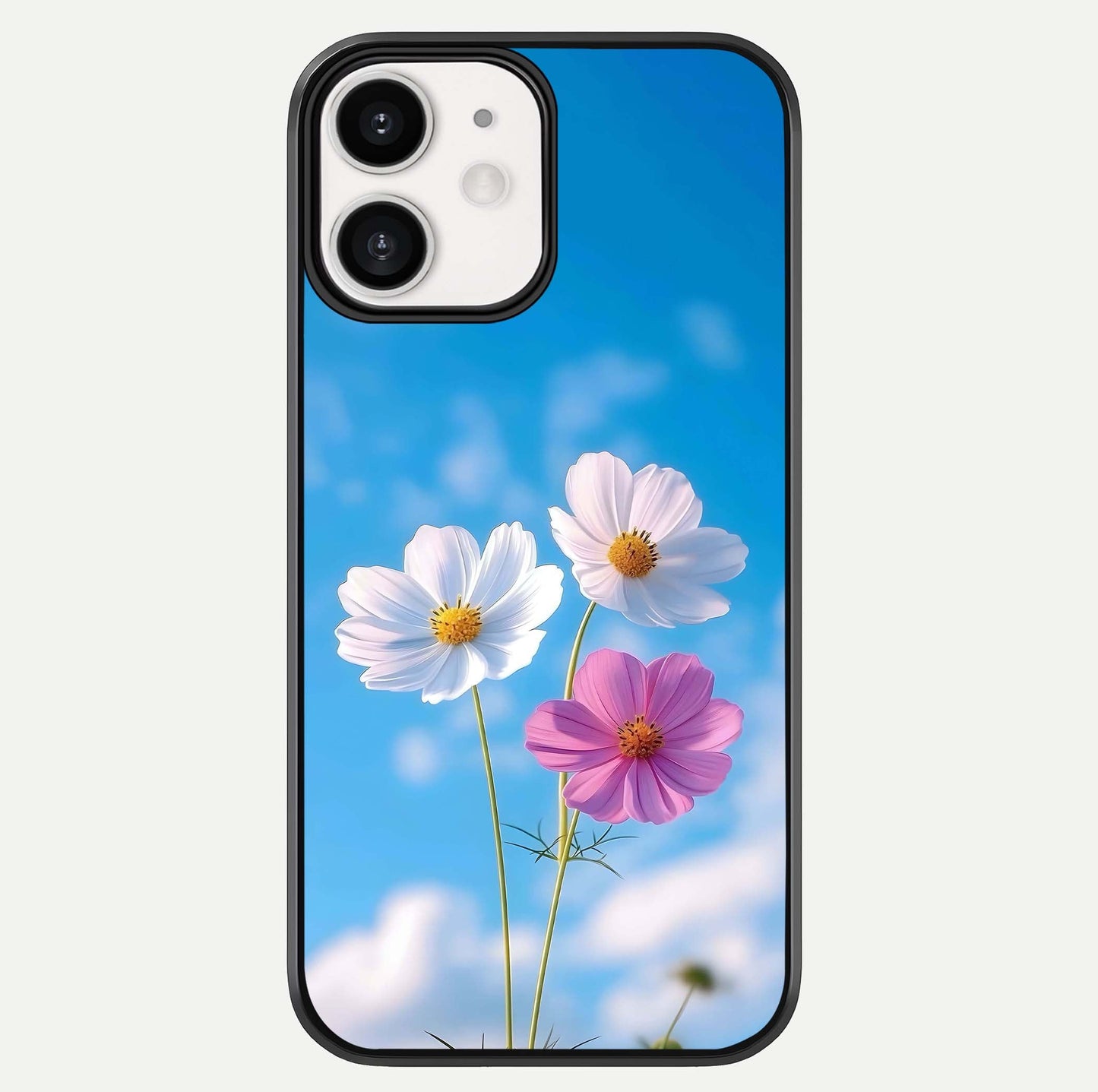 Triple Flowers With Sky Glass Case For iPhone 12 Mini by Custom World