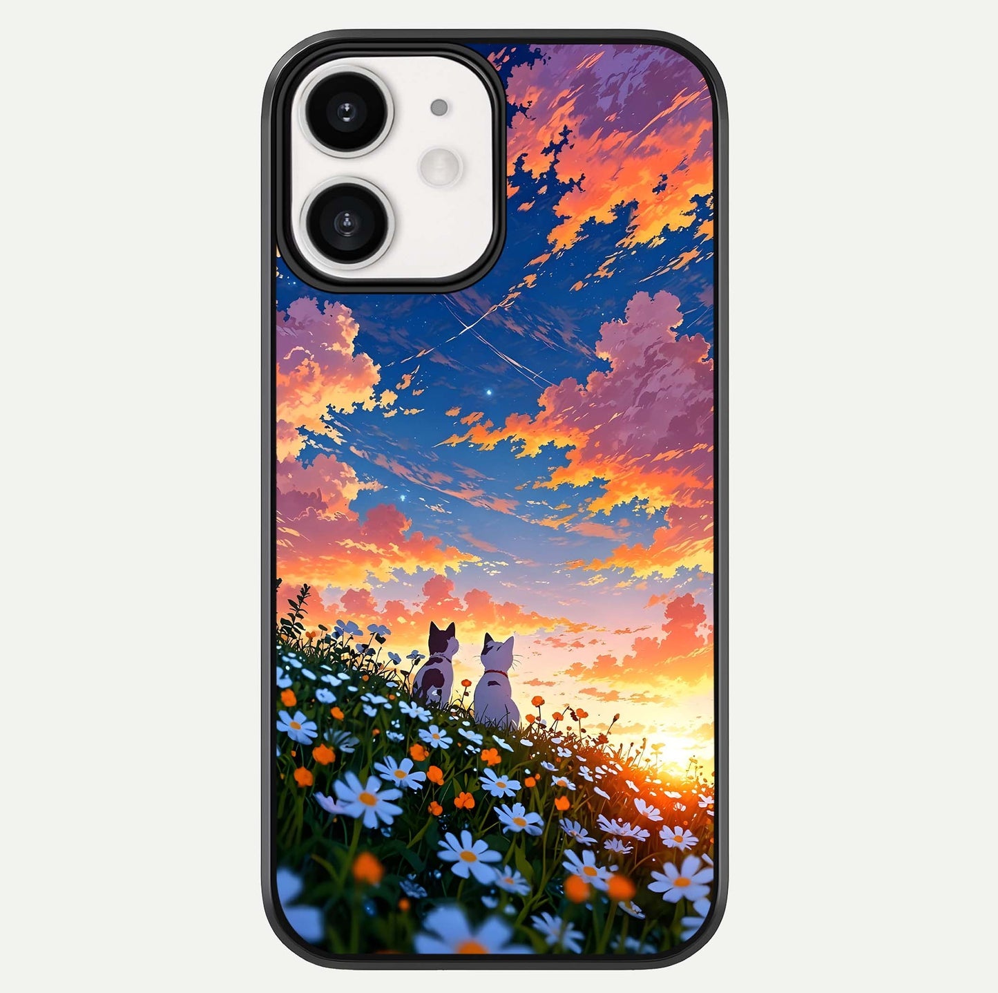 Two Cats Friends Glass Case For iPhone 12 Mini by Custom World