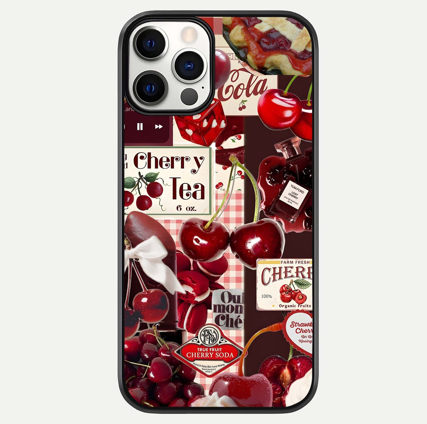 Aesthetic Cherry Tea Glass Case For iPhone 16 Pro by Custom World