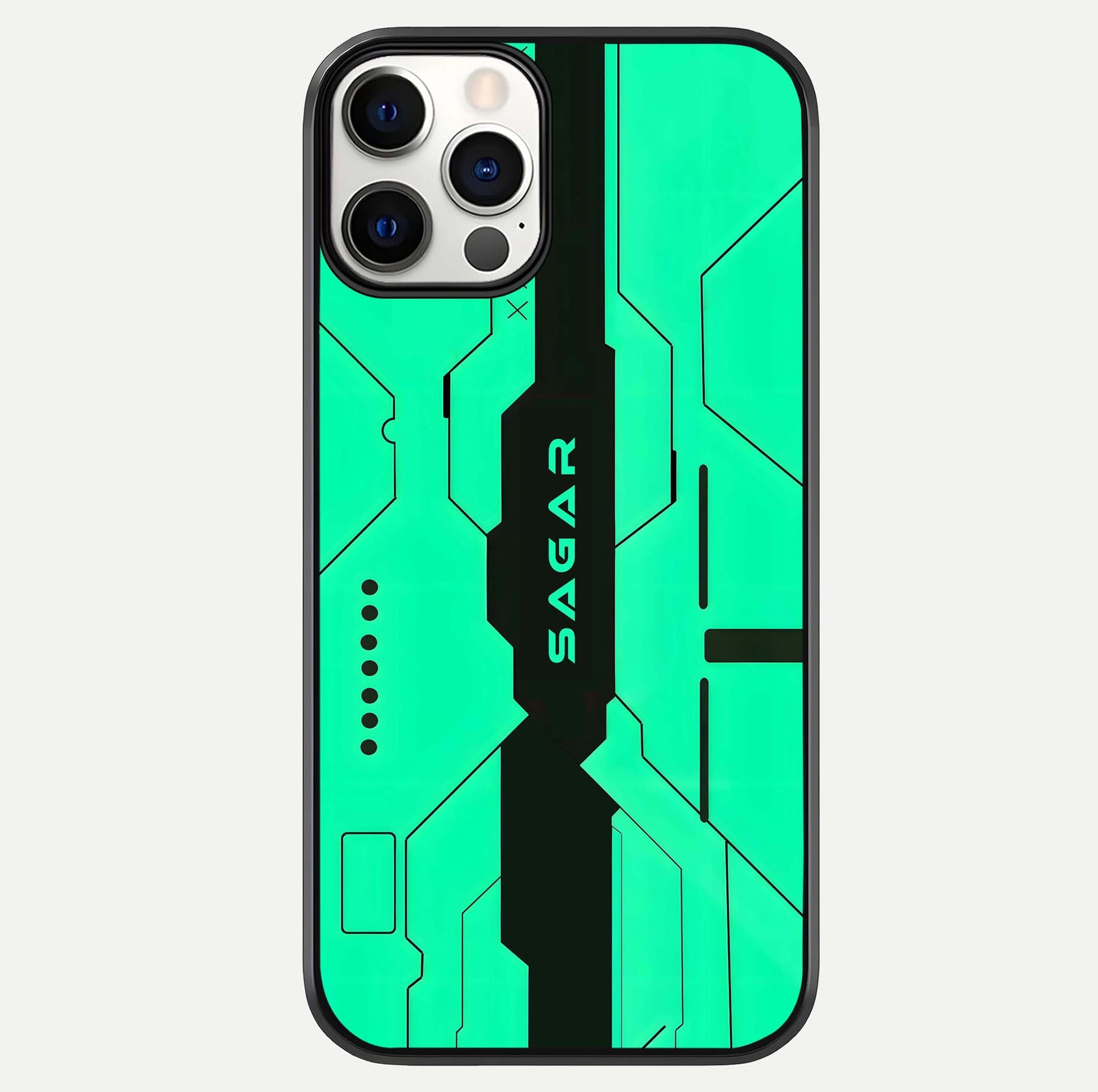 Aqua Tech CYBERPUNK Custom Name Glass Case For iPhone 16 Pro by Custom World