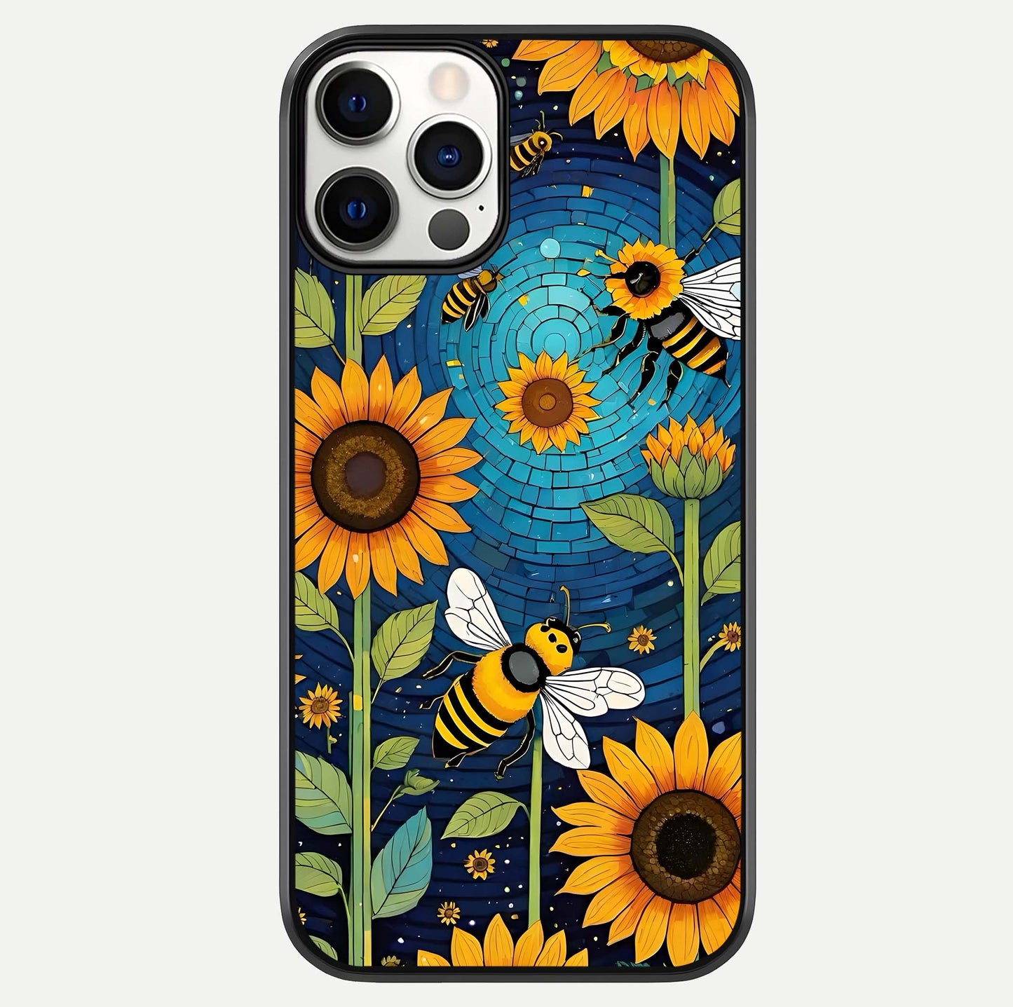 Bees & Sunflowers Glass Case For iPhone 12 Pro by Custom World
