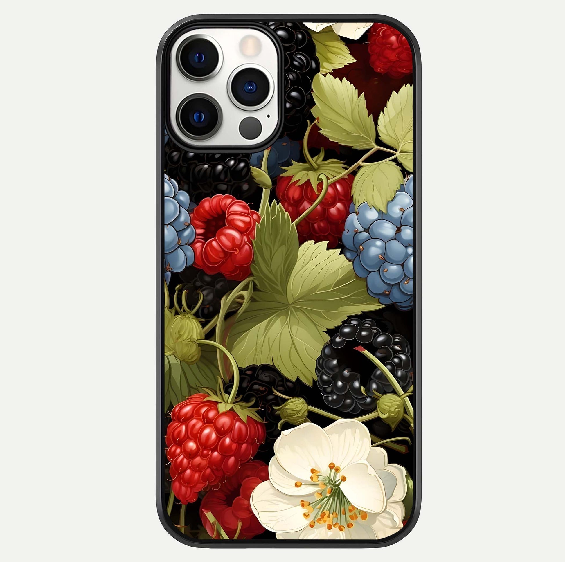 Berry Bloom Charm Glass Case For iPhone 12 Pro by Custom World