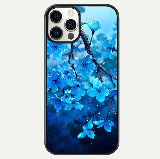 Blue Blossoms Branch Glass Case For iPhone 12 Pro by Custom World