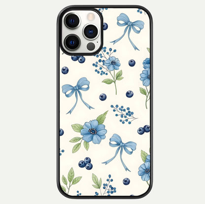 Blue Flower & Bow Glass Case For iPhone 12 Pro by Custom World