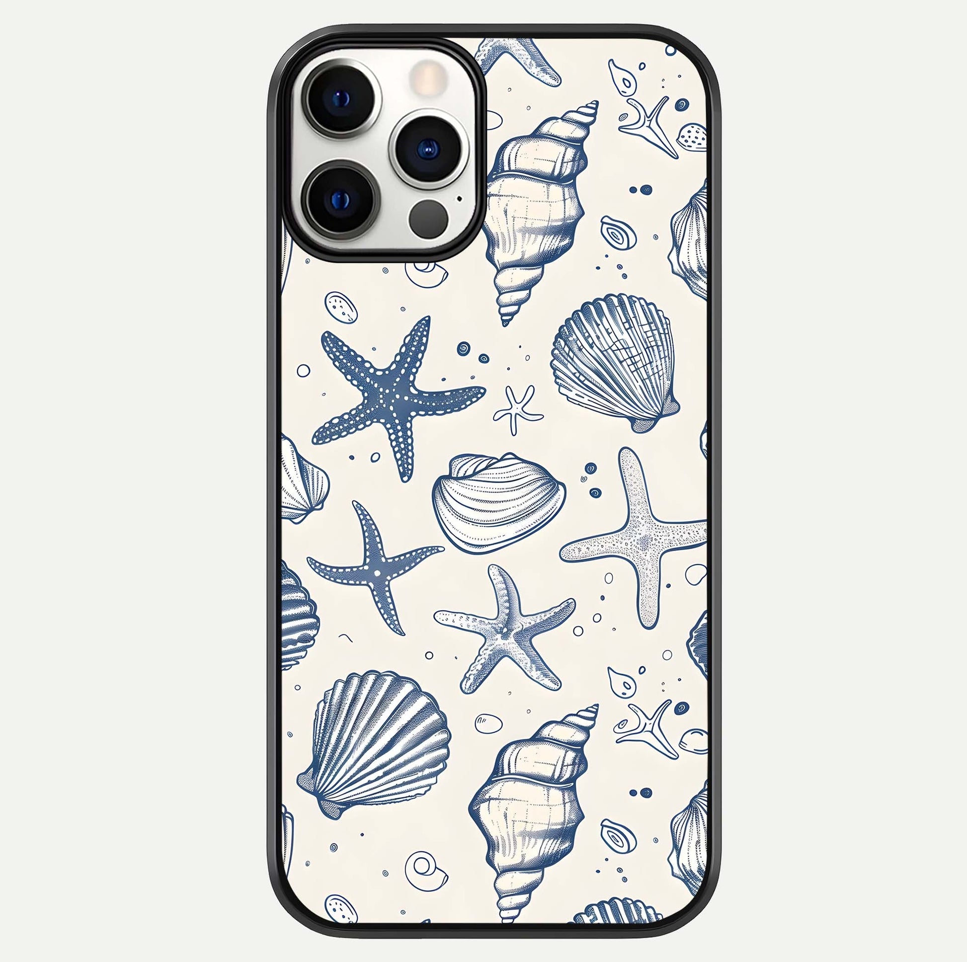 Blue Ocean Outline Glass Case For iPhone 12 Pro by Custom World