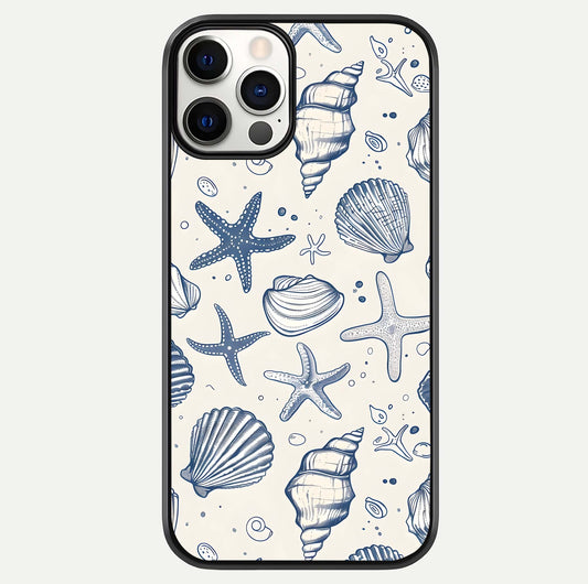 Blue Ocean Outline Glass Case For iPhone 12 Pro by Custom World