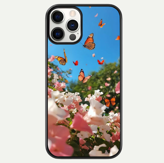 Butterflies In Bloom Sky Glass Case For iPhone 12 Pro by Custom World