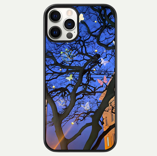Butterfly Night Magic Glass Case For iPhone 12 Pro by Custom World
