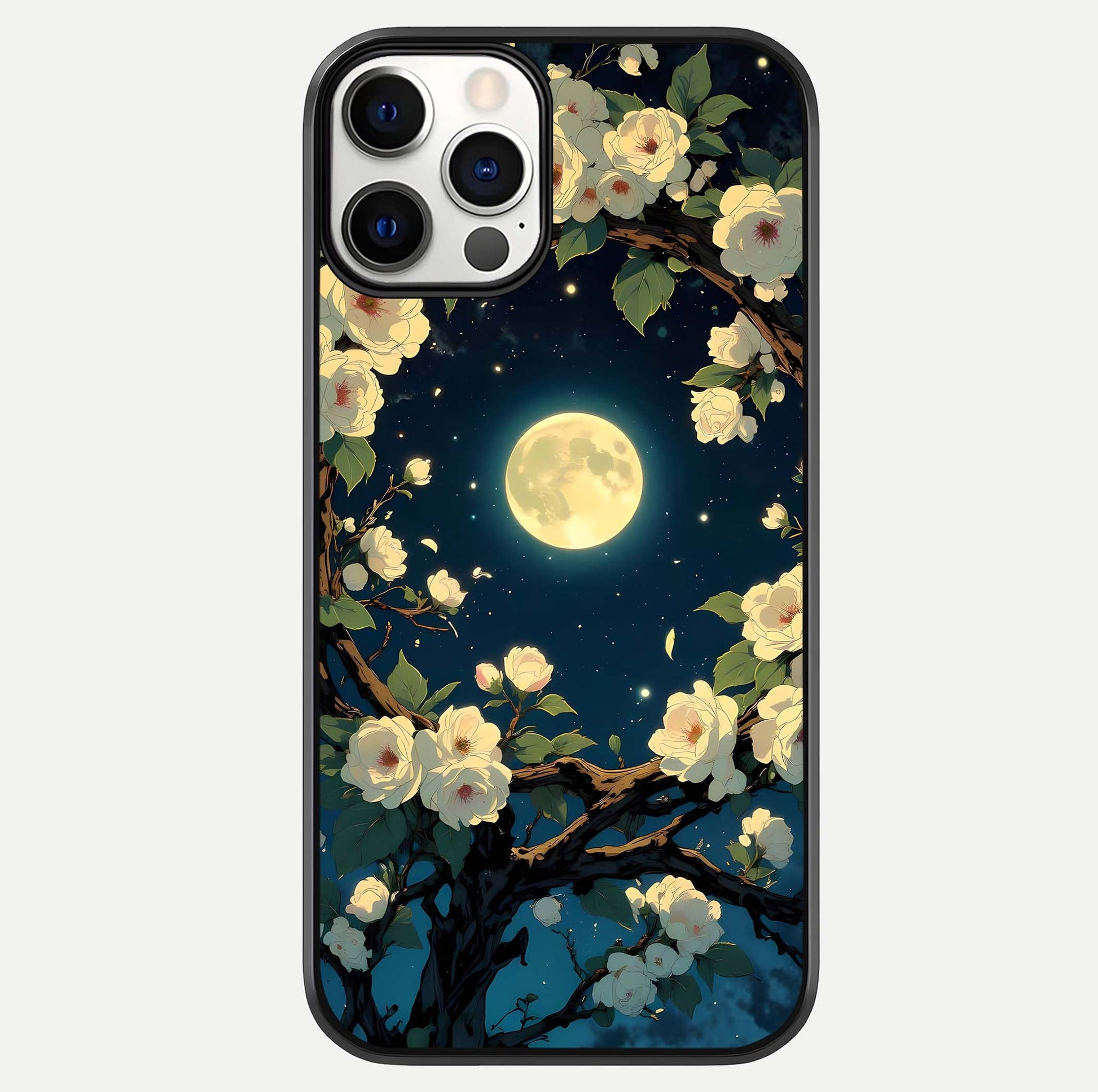 Celestial Moon & Flower Glass Case For iPhone 12 Pro by Custom World