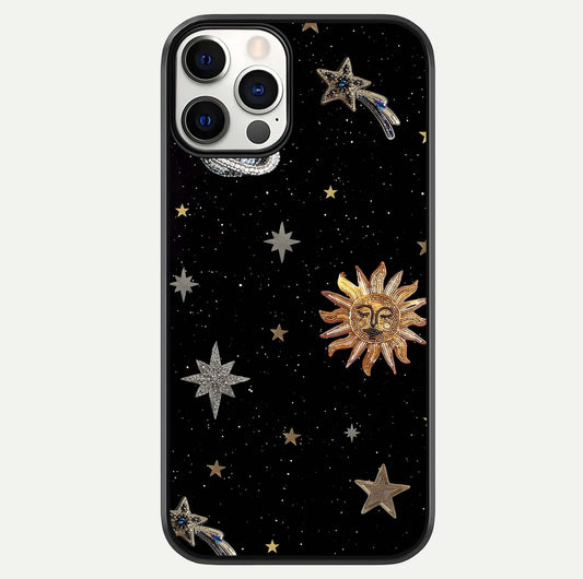 Celestial Moon With Stars Glass Case For iPhone 12 Pro by Custom World