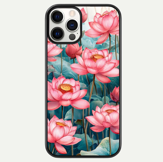 Celestial Pink Lotus Glass Case For iPhone 12 Pro by Custom World