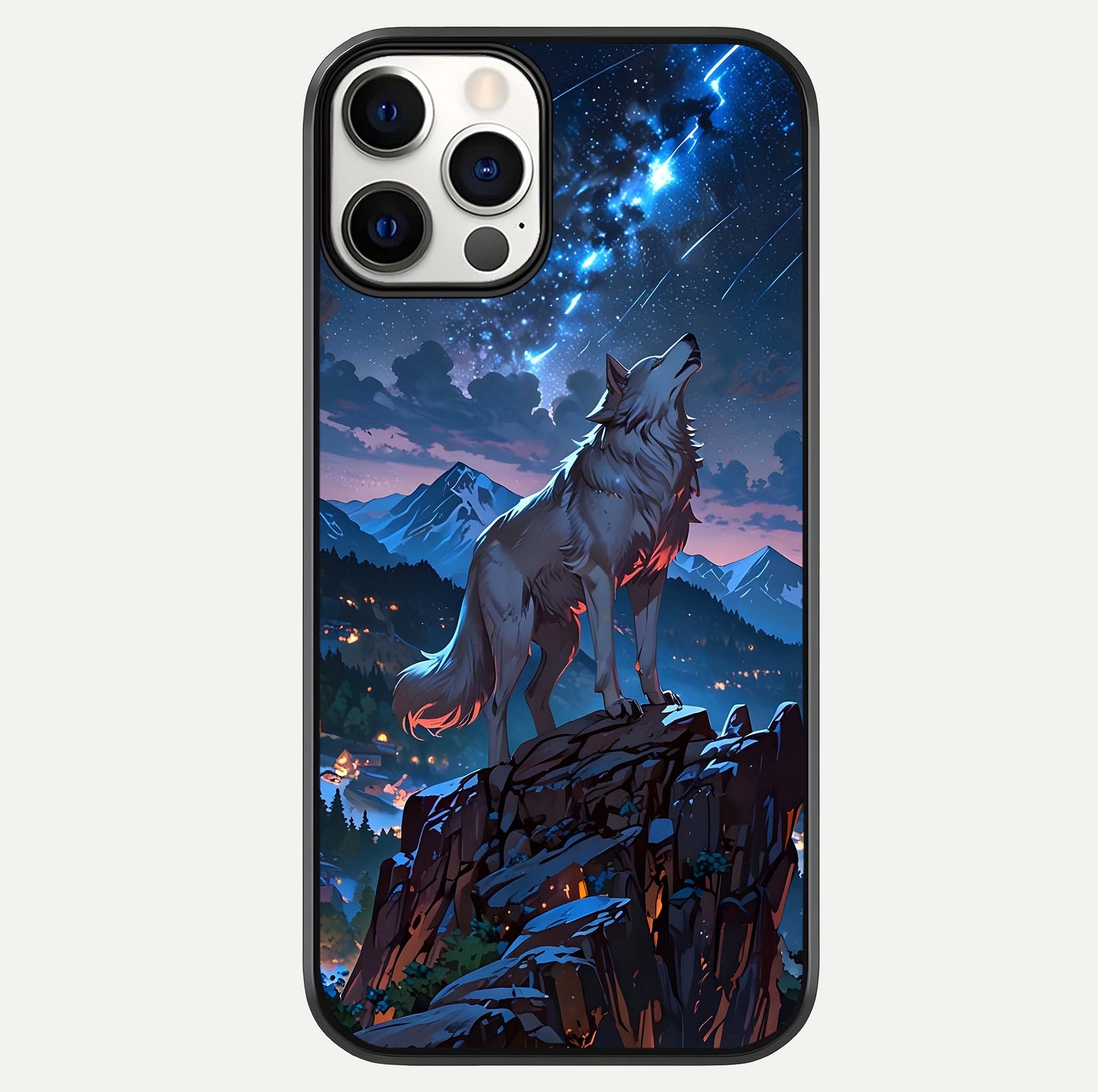 Celestial Wolf Howl Glass Case For iPhone 12 Pro by Custom World