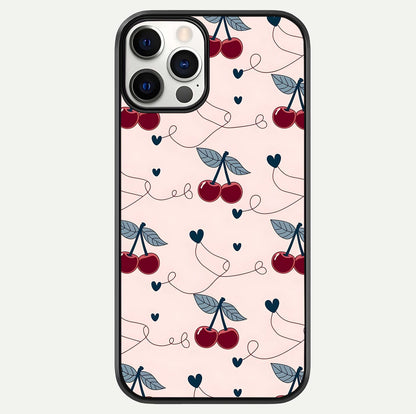 Cherry Heart Line Glass Case For iPhone 12 Mini by Custom World
