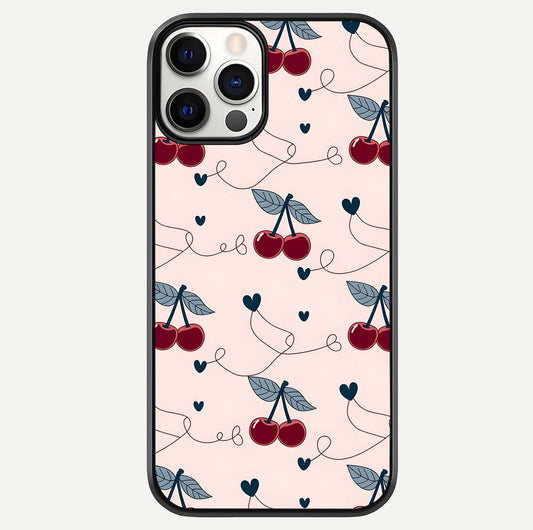 Cherry Heart Line Glass Case For iPhone 12 Mini by Custom World