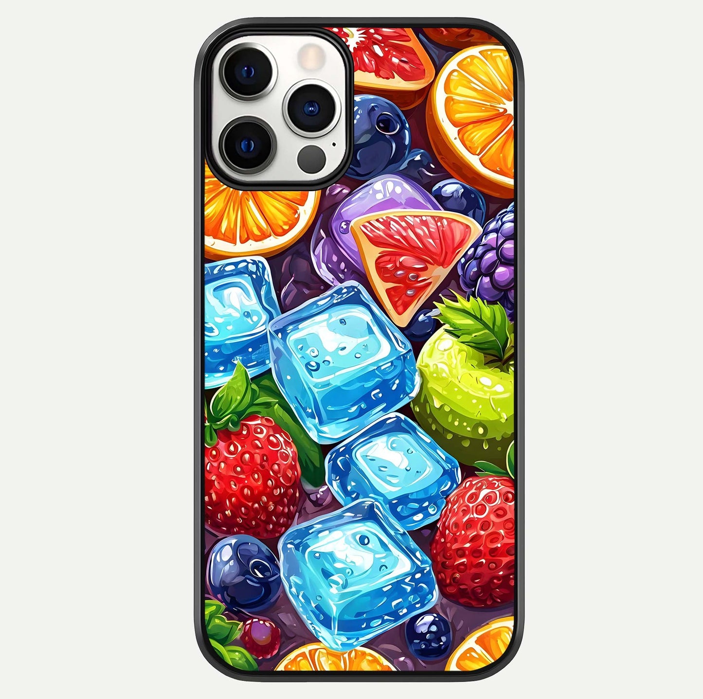 Colorful Fruits With Ice Glass Case For iPhone 12 Pro by Custom World