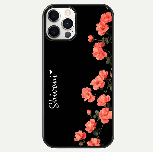 Crimson Bloom Grace Custom Name Glass Case For iPhone 12 Pro by Custom World