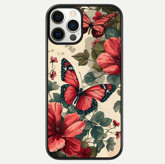 Crimson Butterfly Garden Glass Case For iPhone 12 Pro by Custom World